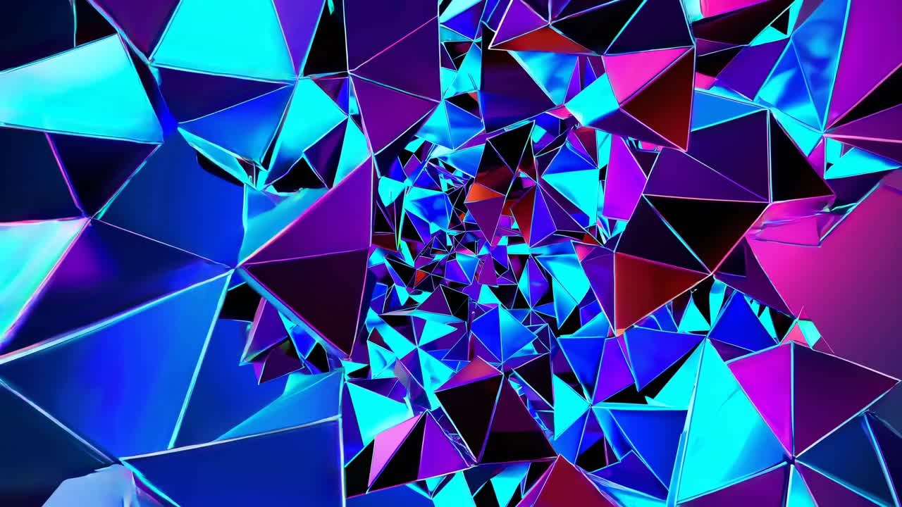 Abstract Geometric Triangular Neon Pattern