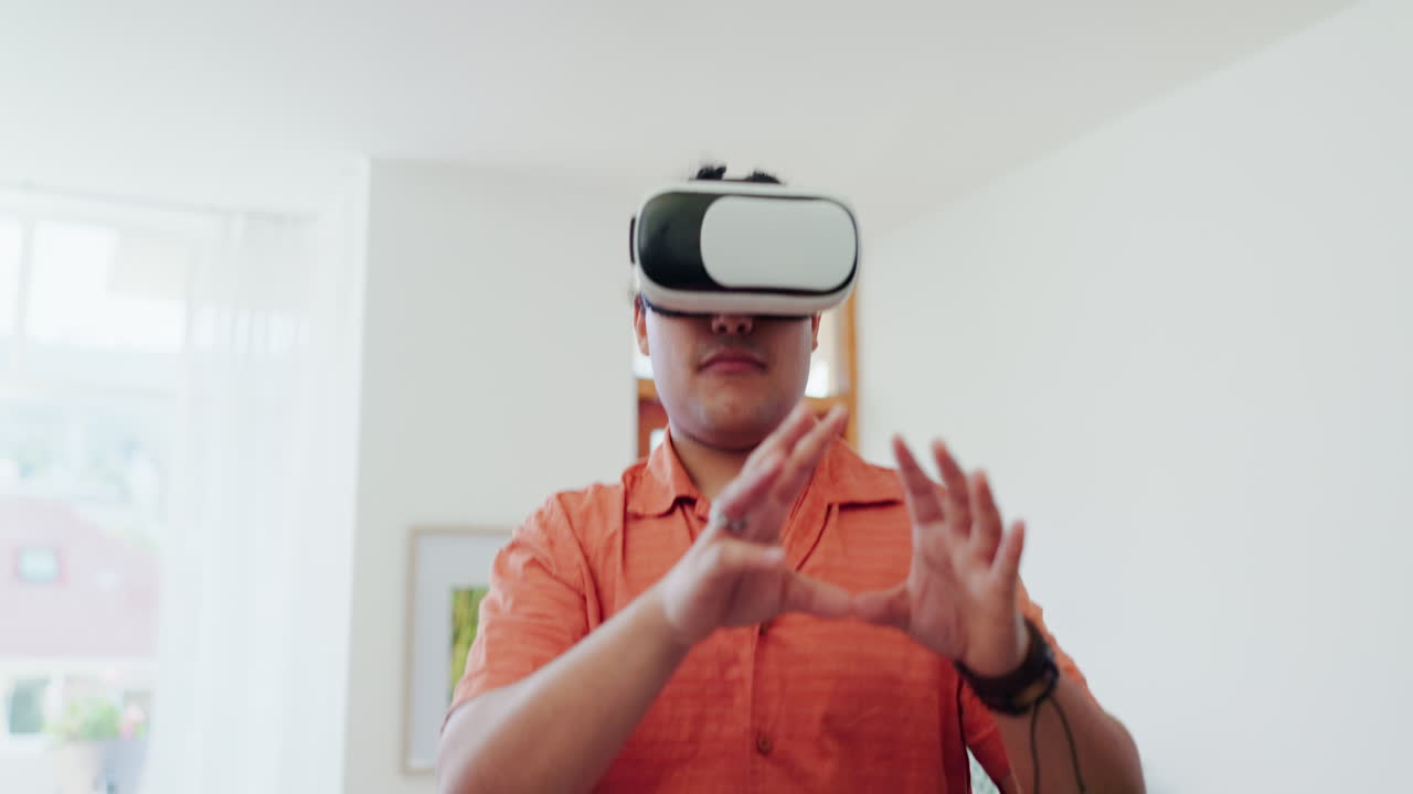 Virtual reality glasses, man