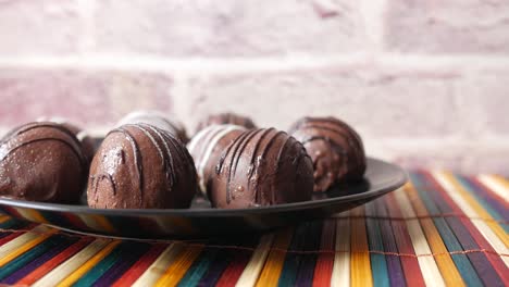 chocolate truffles on a plate