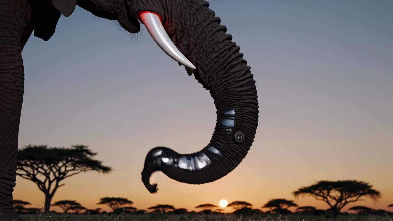 Modified Elephant at Sunset