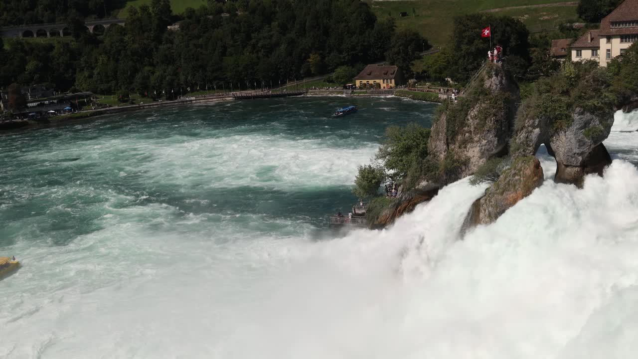 Rhine falls waterfall aerial establishing view