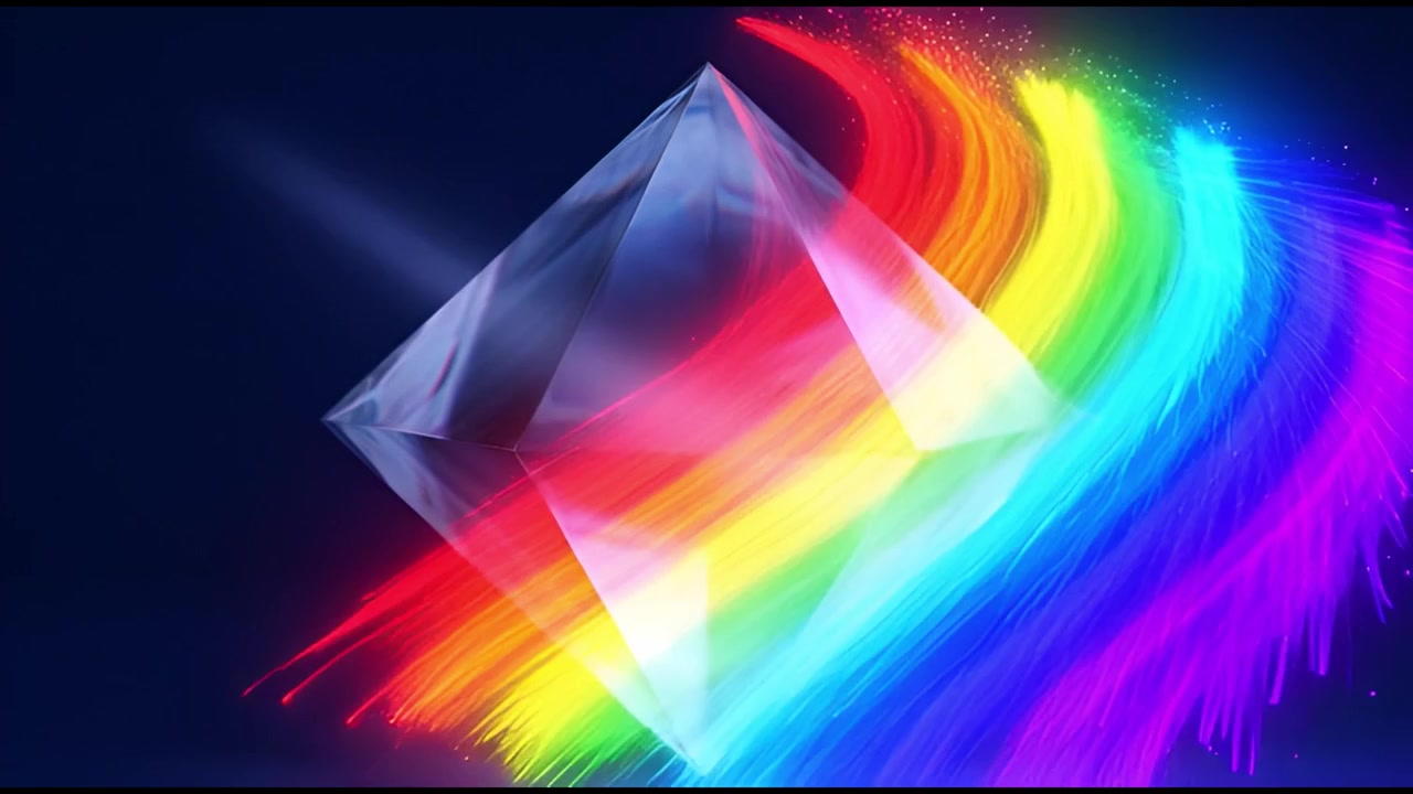 Luce che si rifrange attraverso un cristallo in uno spettro arcobaleno