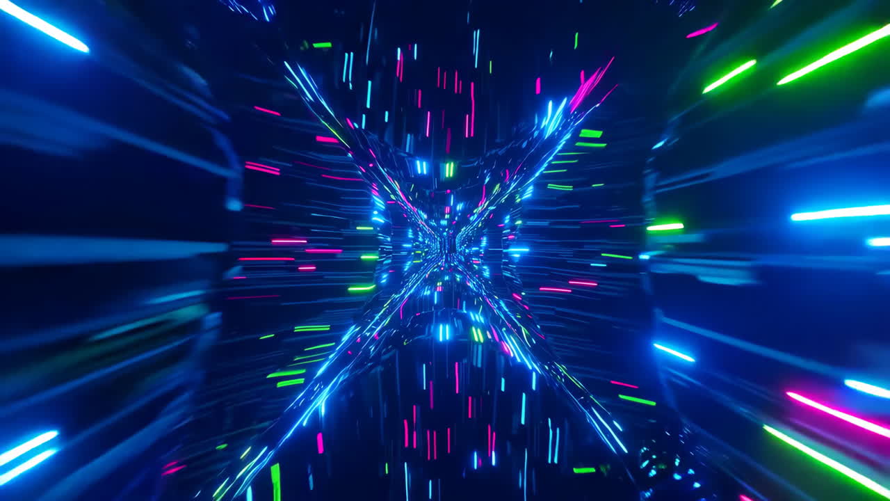 Vibrant Neon Light Tunnel in Hyperspace