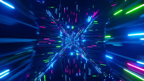 vibrant neon light tunnel in hyperspace