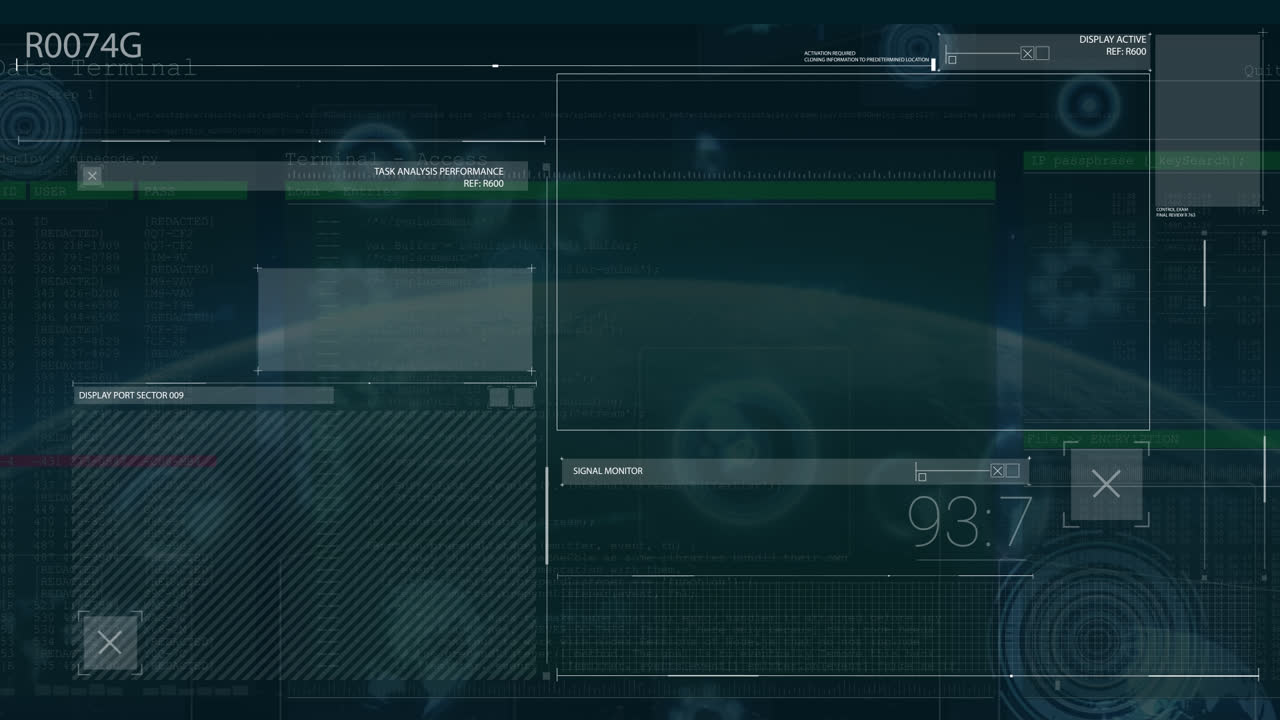 animación de diversos datos en la pantalla digital de la marina