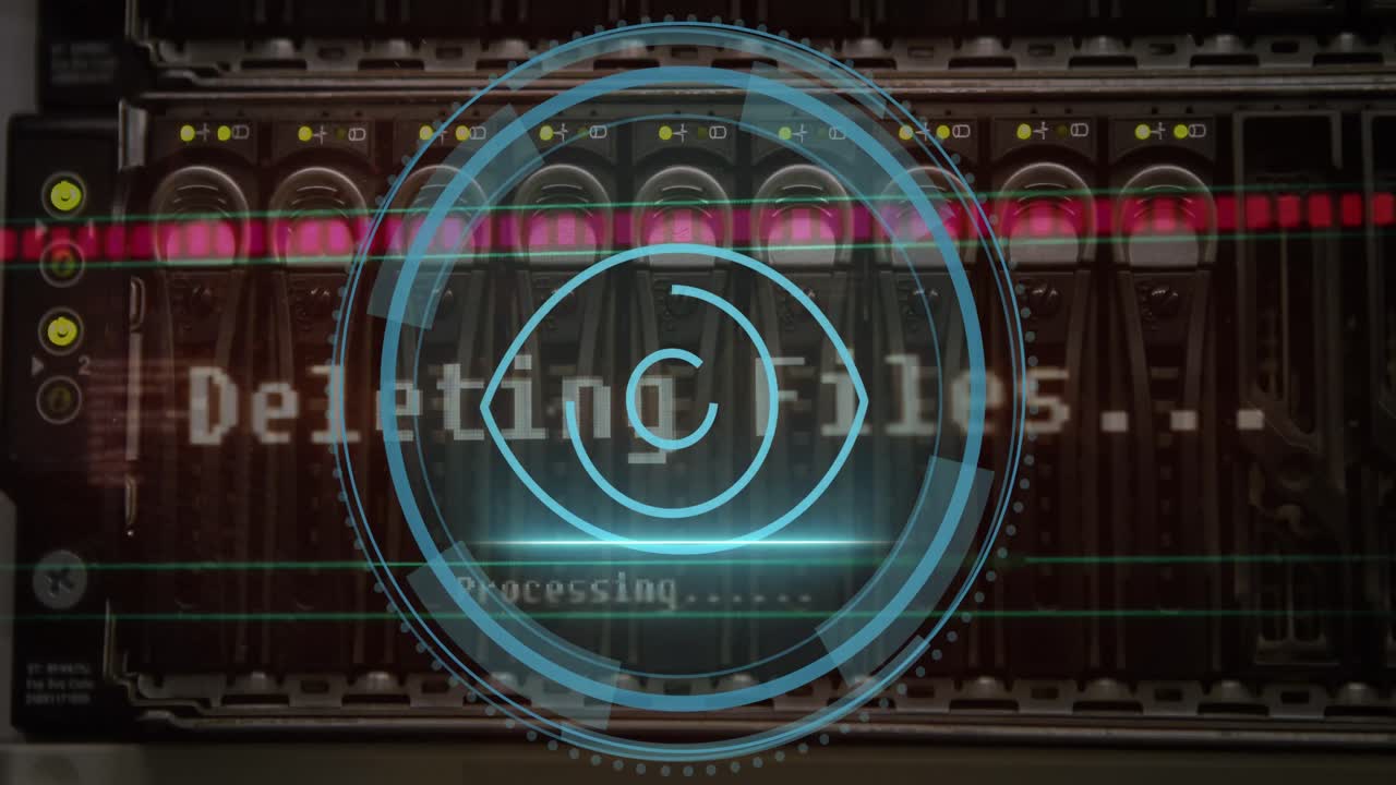 Animation of data processing over server room