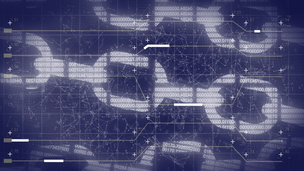 Animation of data processing and chains over shapes moving