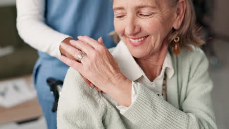 caregiver comforting senior woman