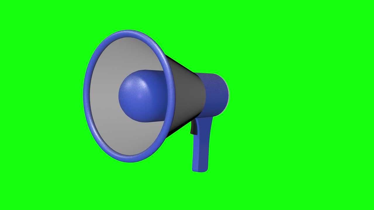 Megaphone amplifier speaker green screen alert attention animation 3d