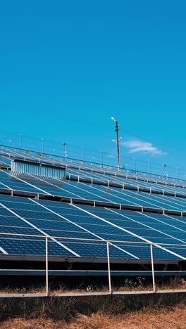 alternative modern sunlight industry from sun. solar panel electricity generation. vertical video