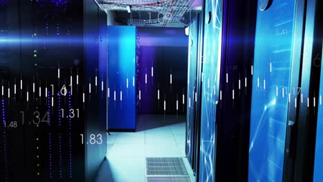 animación del procesamiento de datos digitales a través de servidores informáticos