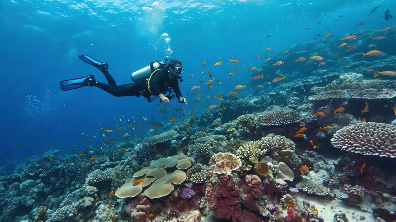 Scuba Diving in a Vibrant Coral Reef