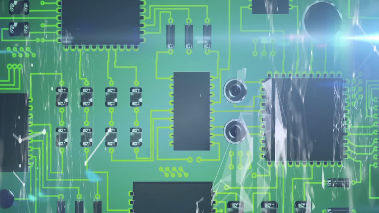 컴퓨터 회로판에서 데이터 처리의 애니메이션