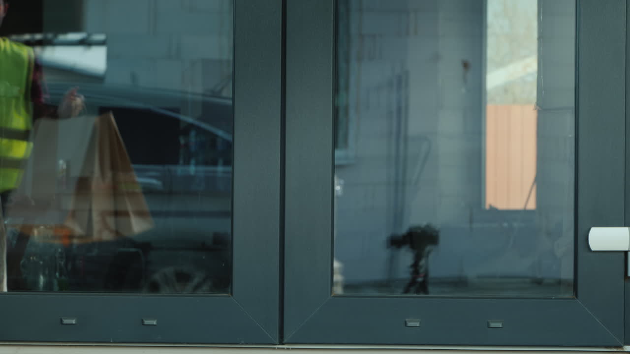 택배는 식료품 패키지를 집 문앞으로 가져옵니다.