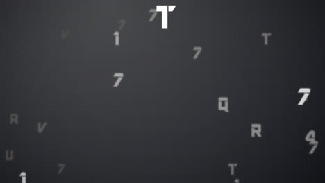 Digital animation of random alphabets and numbers moving and changing against grey background