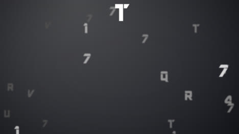 animación digital de alfabetos y números aleatorios que se mueven y cambian contra un fondo gris