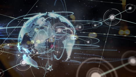 animación de la red de conexiones a través de tráfico rápido y globo