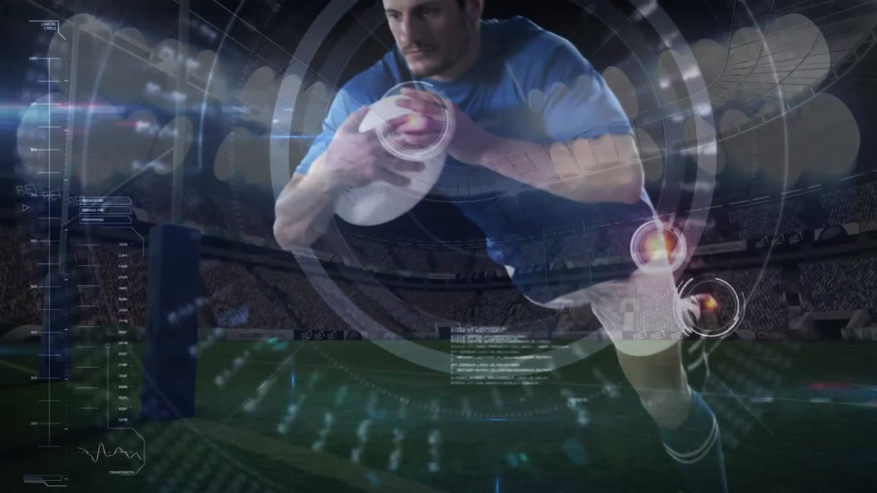 럭비 선수 가 공 을 들고 다이빙 하고 있다