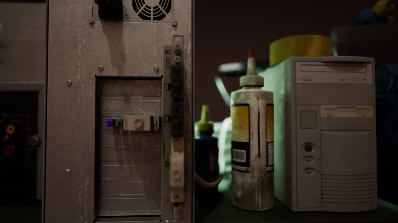 antiguo espacio de trabajo de computadora personal de época