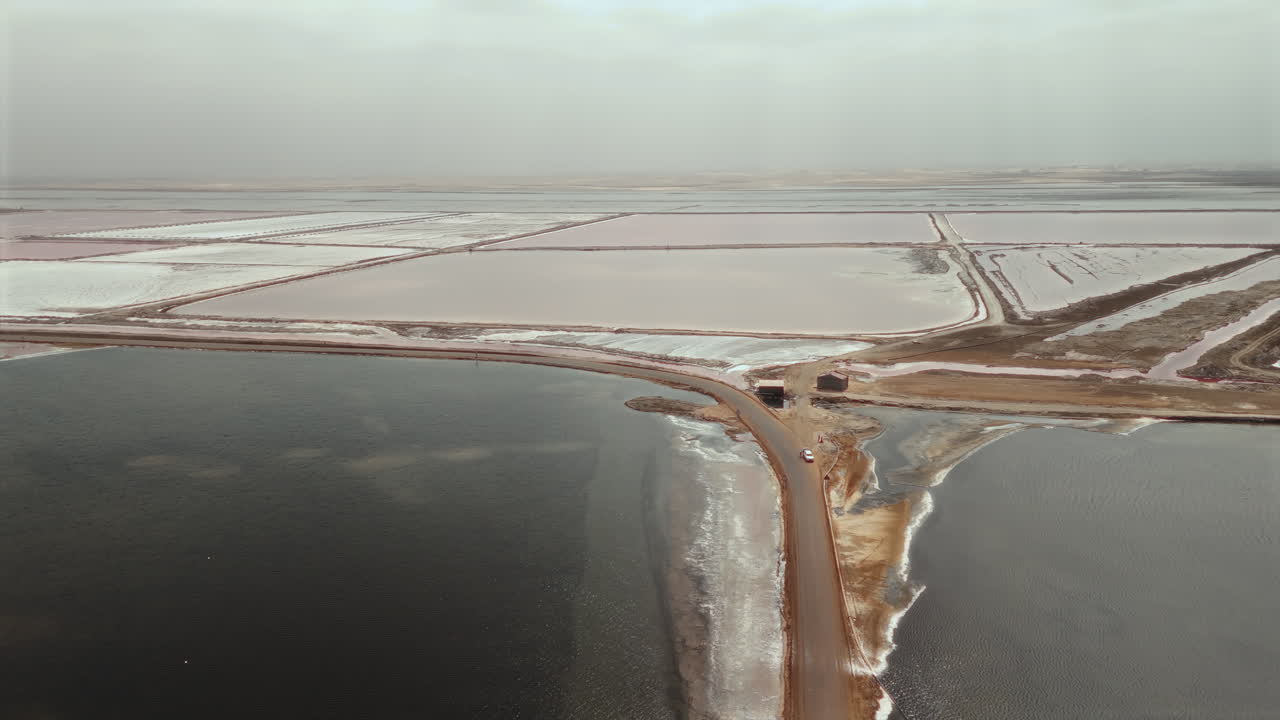 Aerial View of Salt Flats and Production