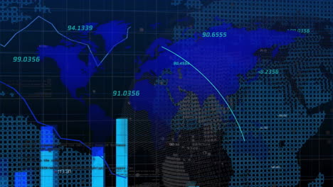 Animation-of-financial-data-processing-over-world-map