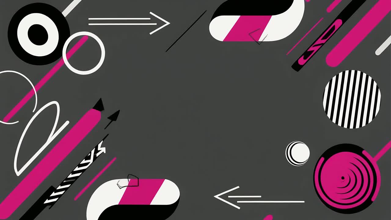 Dynamic Abstract Geometric Shapes Animation with Pink and Black