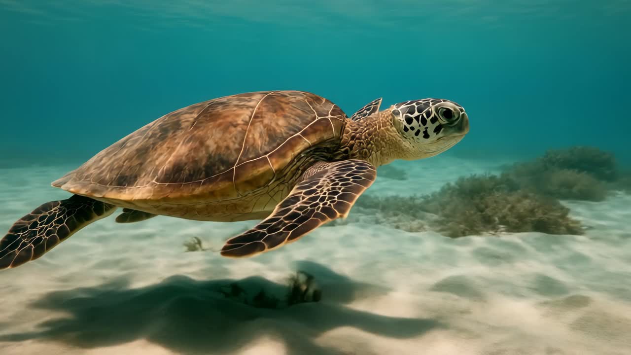 Vídeo submarino de una tortuga marina nadando con elegancia