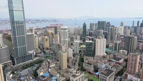fotografía aérea del centro de la ciudad de dalian