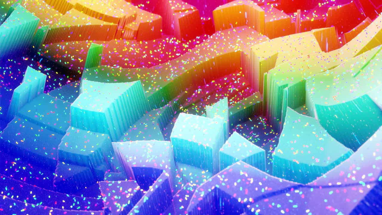 아름답고 추상적인 3d 표면은 반이는 반이고, 어나온 또는 이동된 파동은 루프로 변형됩니다. 무지개 그라디언트, 부드러운 매트 재료, 모피, 달함, 또는 가운 내부 반이는 마말라드.