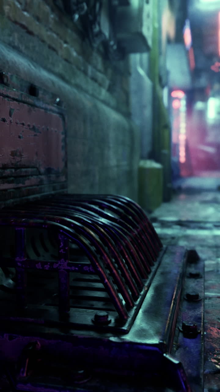 callejón cyberpunk por la noche