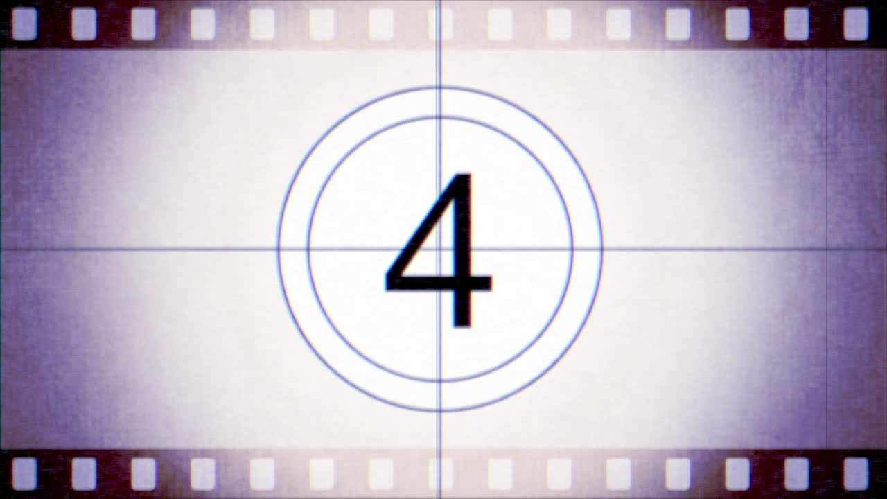 cuenta atrás de películas púrpuras retro al estilo de los años 90