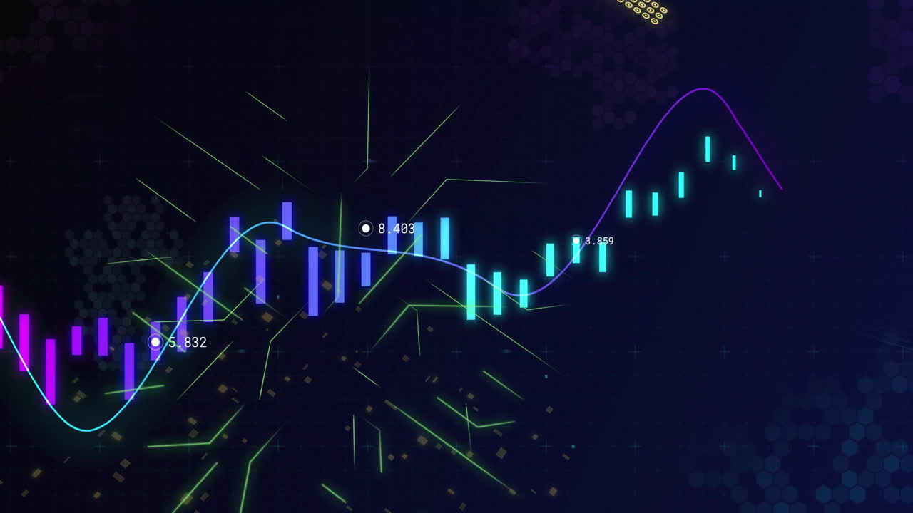animación de datos financieros y análisis del mercado de valores con gráficos y gráficos brillantes