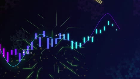 financial data and stock market analysis animation with glowing graphs and charts