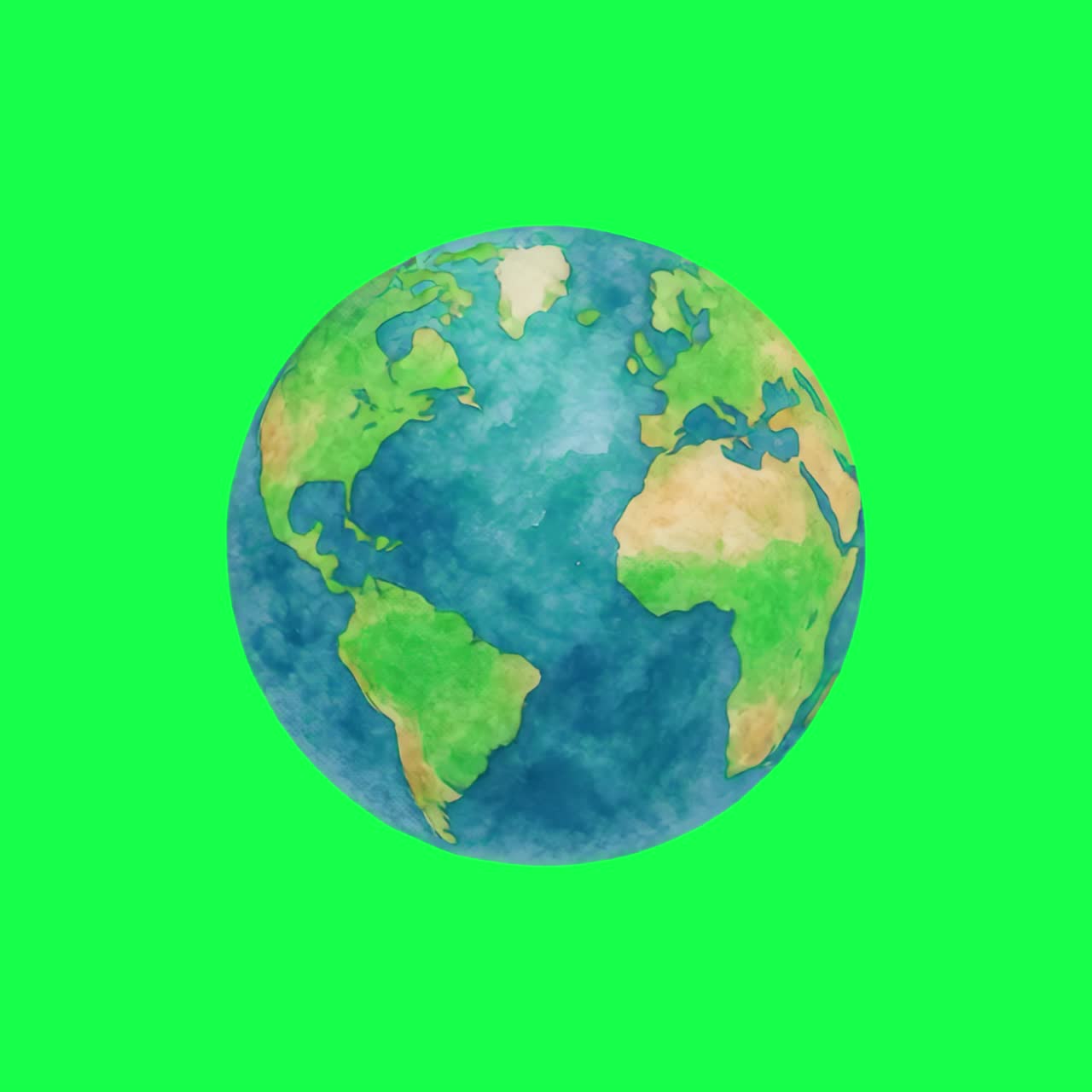 Colorful Earth animation, transparent 4K video, green screen