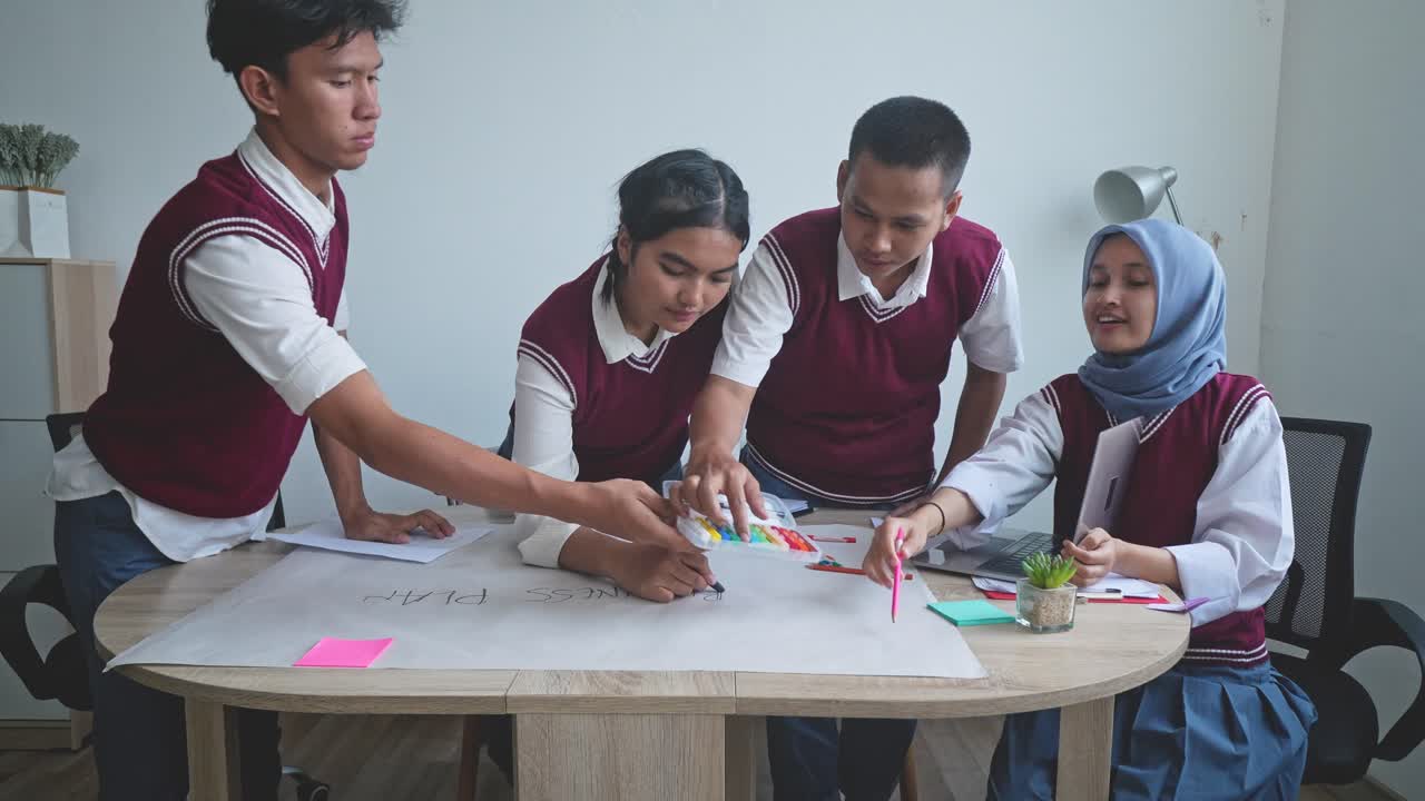 Indonesian Students Brainstorming a Business Plan