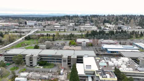 Establishing-aerial-view-of-North-Seattle-College-with-construction-underway