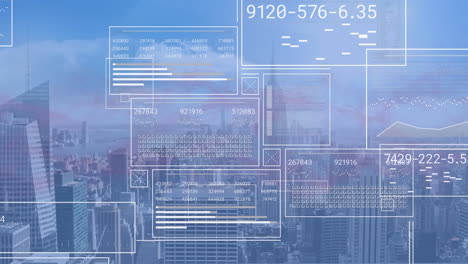 Animación-Del-Procesamiento-De-Datos-Financieros-Sobre-El-Paisaje-Urbano