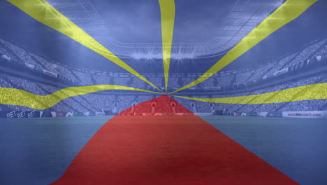 animation of flag of reunion over sports stadium