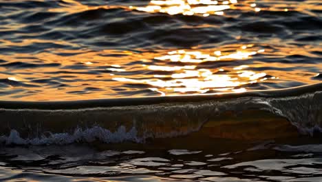 Video captures serene, golden sunlight reflecting on gentle waves, creating a tranquil