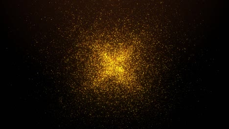 gold particles abstract background with shining golden floor particle stars dust.beautiful futuristic glittering in space on black background.