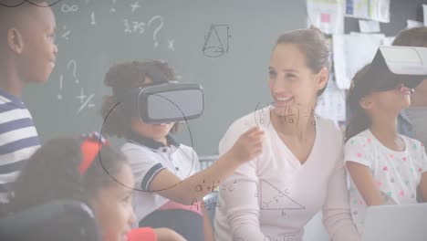 animación de ecuaciones matemáticas sobre escolares utilizando auriculares vr