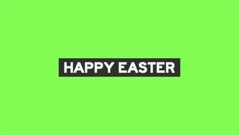 modern and cheerful happy easter in bold white letters on green background