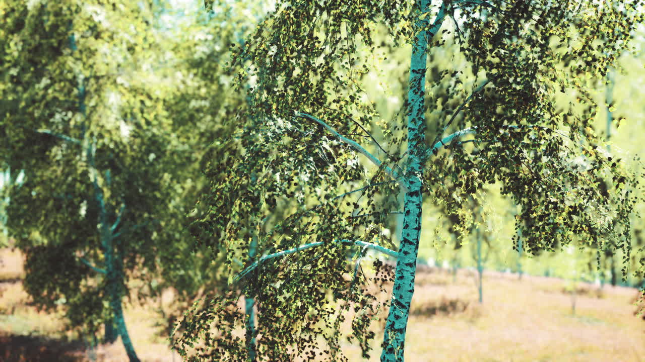 아침 햇빛에 자작나무 숲