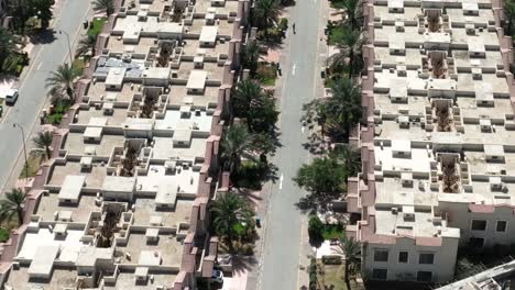 aerial view of rows of modern houses bahria town housing estate in karachi