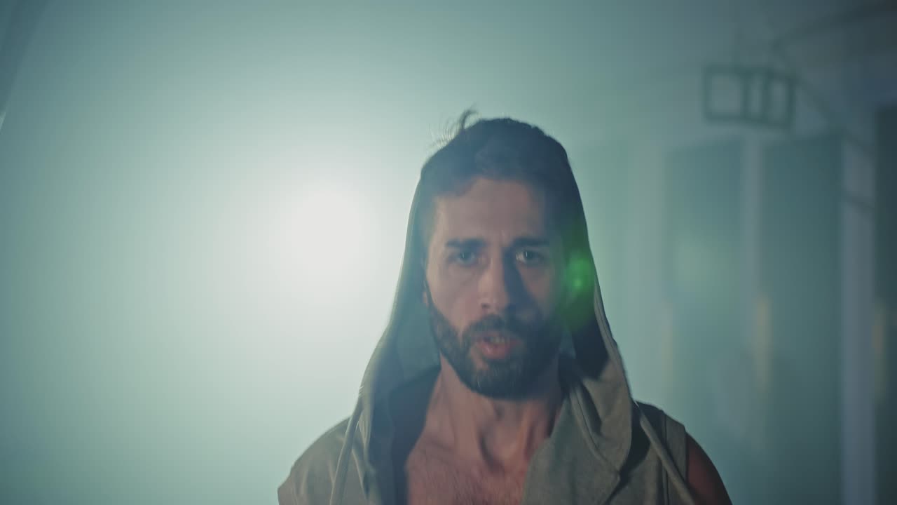 Man in a hooded sweatshirt