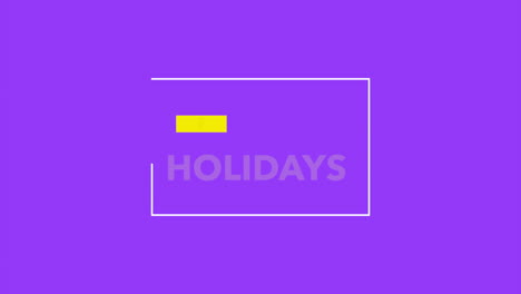 happy holidays text in frame on fashion purple gradient