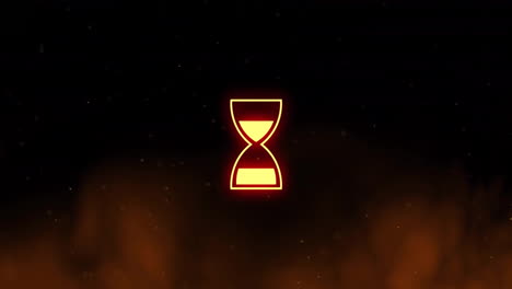 animation of light trails and hourglass on black background