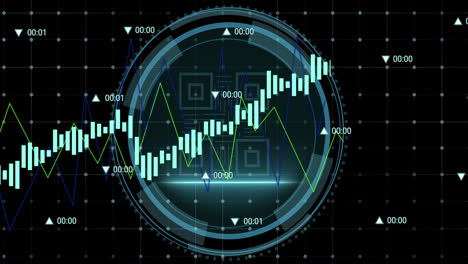 Animación-Del-Procesamiento-De-Datos-Contra-Banner-De-Texto-De-Seguridad-Cibernética-Y-Escáner-De-Código-De-Barras