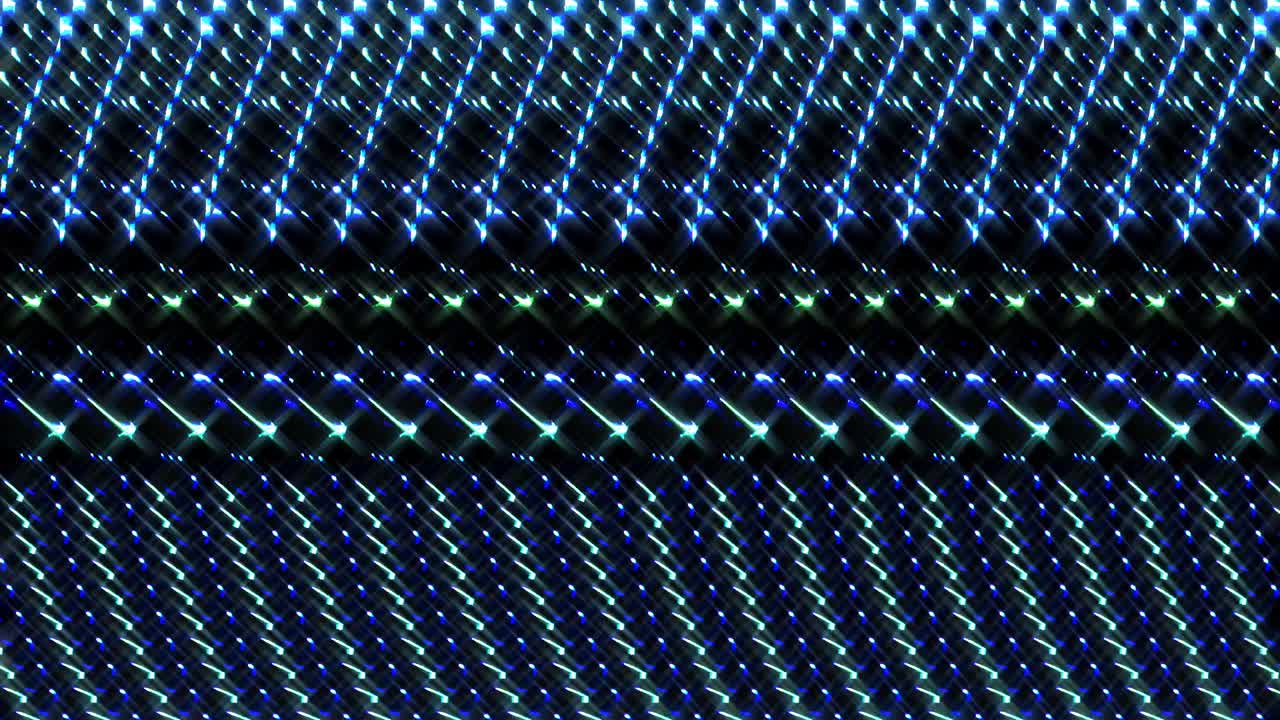 las líneas brillantes brillantes establecen un movimiento de onda azul, colorido, sobre un fondo negro