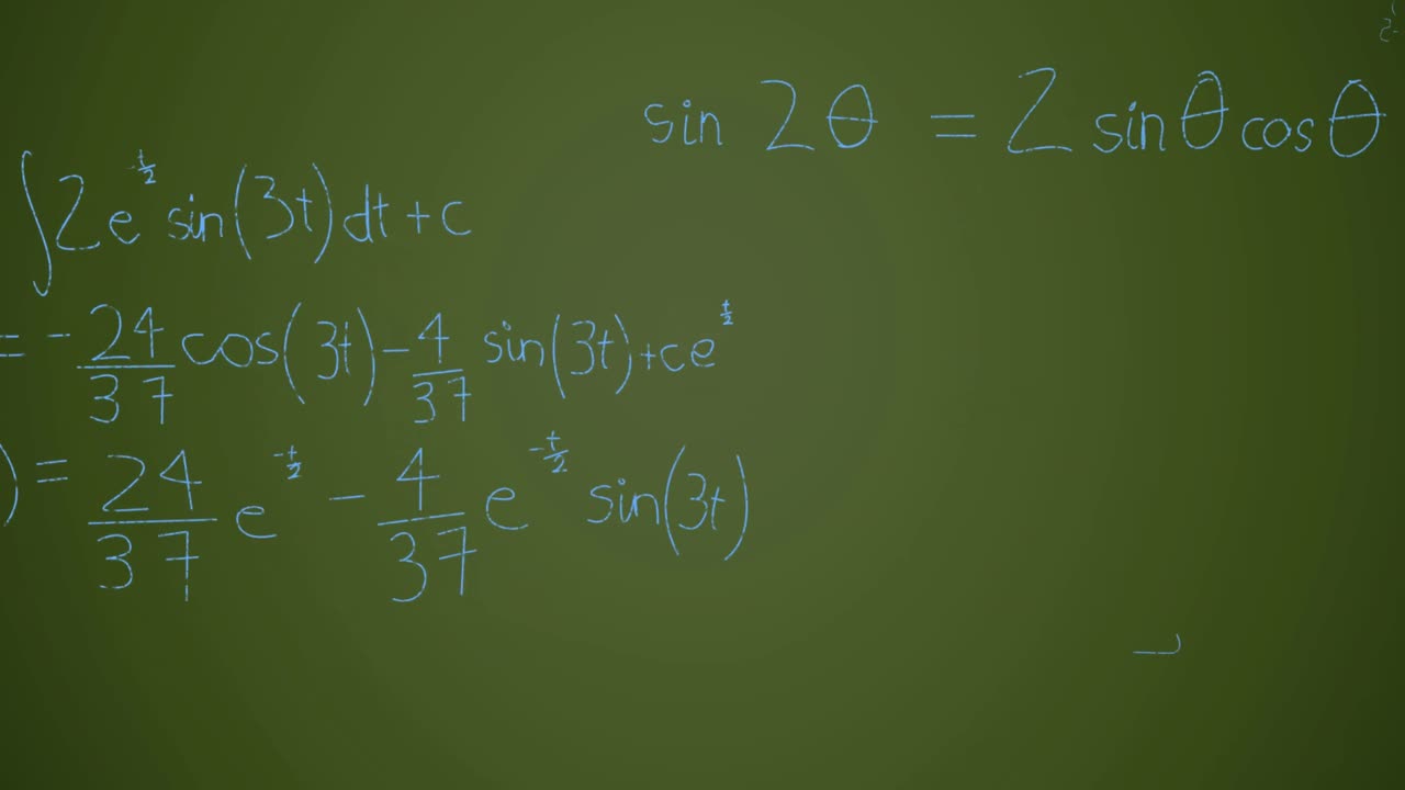 animación de ecuaciones matemáticas sobre un fondo verde